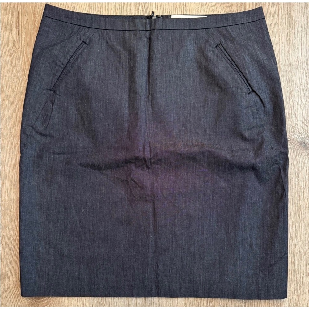 Ann Taylor Loft Petites Dark Denim Cotton Blend Pencil Skirt Size 10P Pockets